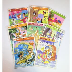 VTG Cartoon Puzzle Set of 8 Mickey Donald Bugs & More Collector Lot (Some Flaws)